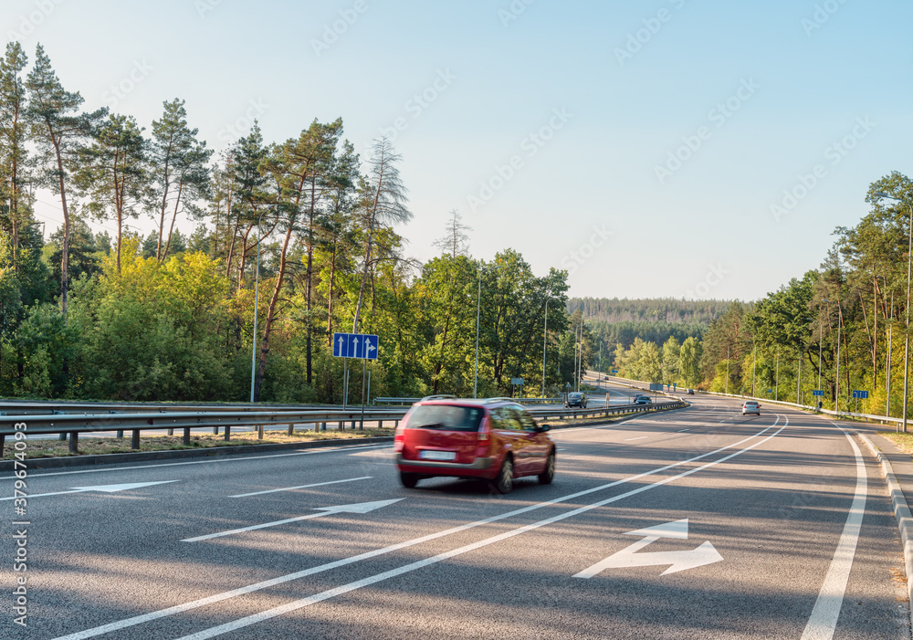 Cars on highway in summer