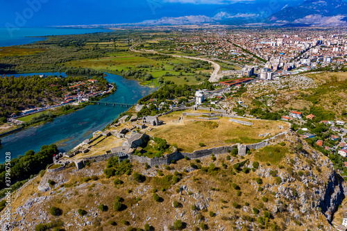 Fototapeta Naklejka Na Ścianę i Meble -  Shkodra in Albania from above