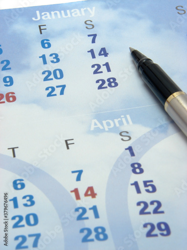 Closeup of a calendar & Pen