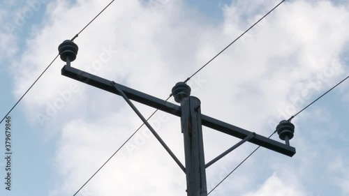 Wallpaper Mural Electricity supply pole and cables outside, low angle shot Torontodigital.ca