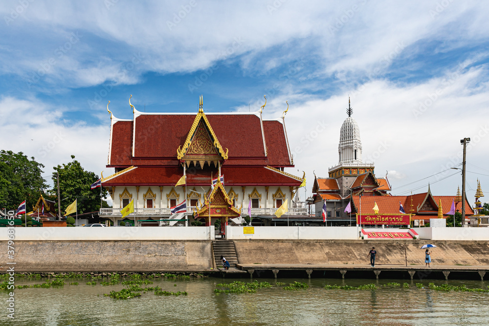 Ayutthaya, Thailand - JUNE 28, 2020: Wat Phutthaisawan or the Monastery of Buddhist Kingship is located on the south bank of the Chao Phraya River. The temple was built in 1353