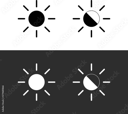 black & white Brightness Vector Icons design. Brightness & Contrast icon