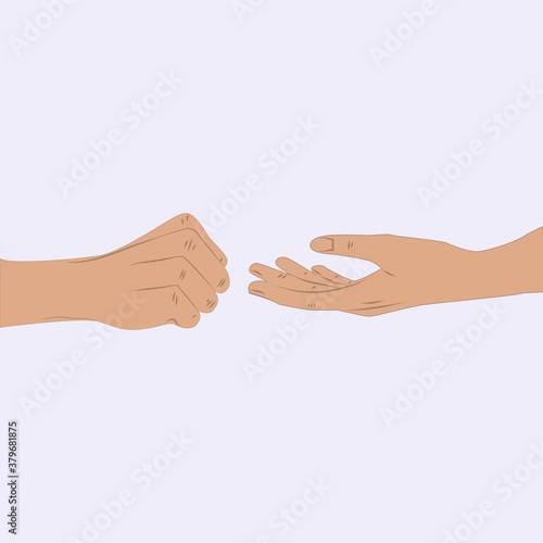 Human hands - fist and open palm - isolated on white background - vector.