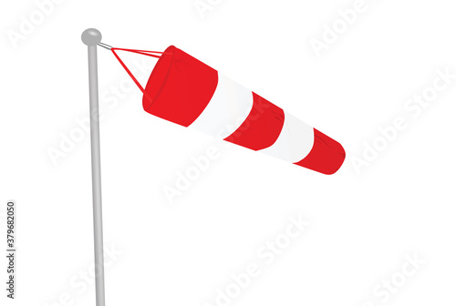 Red and white windsock. vector photo