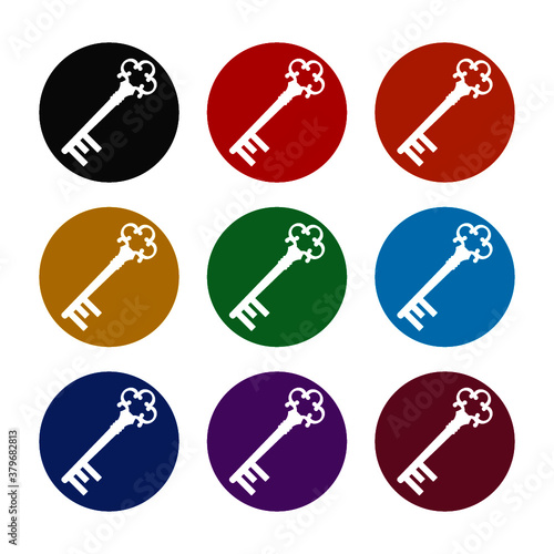 Antique Old Key icon, color set