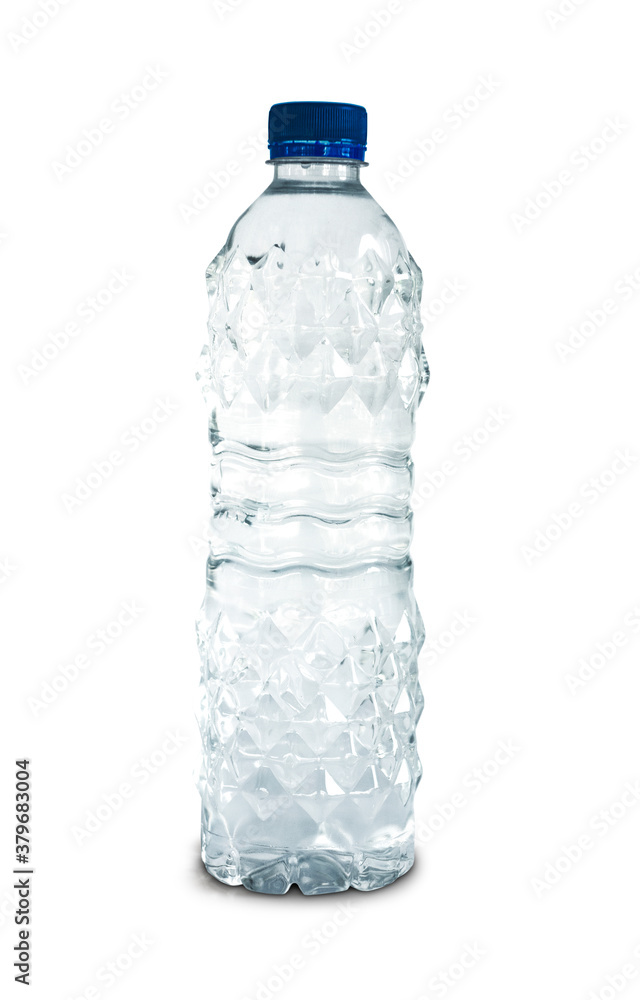 Plastic water bottle with no label on white background Plastic water bottle with no label on white background
