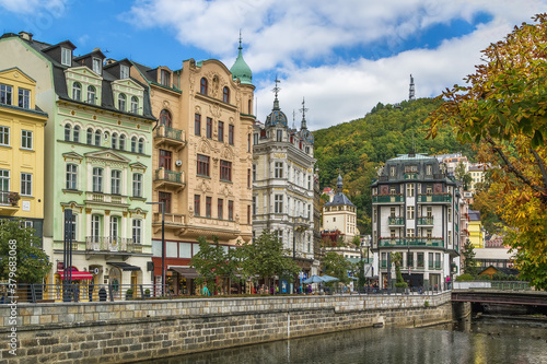 Embankment of Tepla river, Karlovy Vary, Czech republic