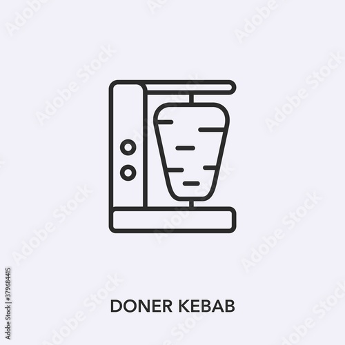 doner kebab icon vector. Linear style sign for mobile concept and web design. doner kebab symbol illustration. Pixel vector graphics - Vector.	
