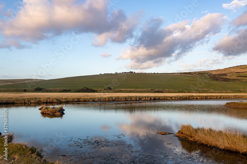 Cloud Reflections in the River Cuckmere with Evening Light