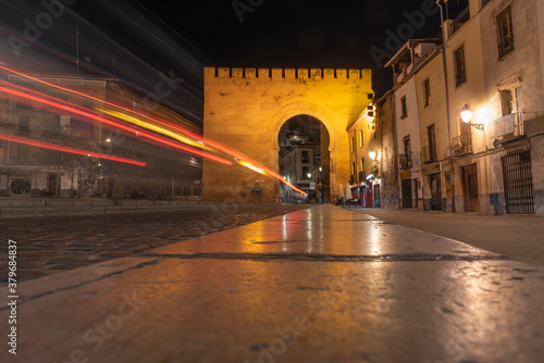 Elvira gate at night, Granada photo
