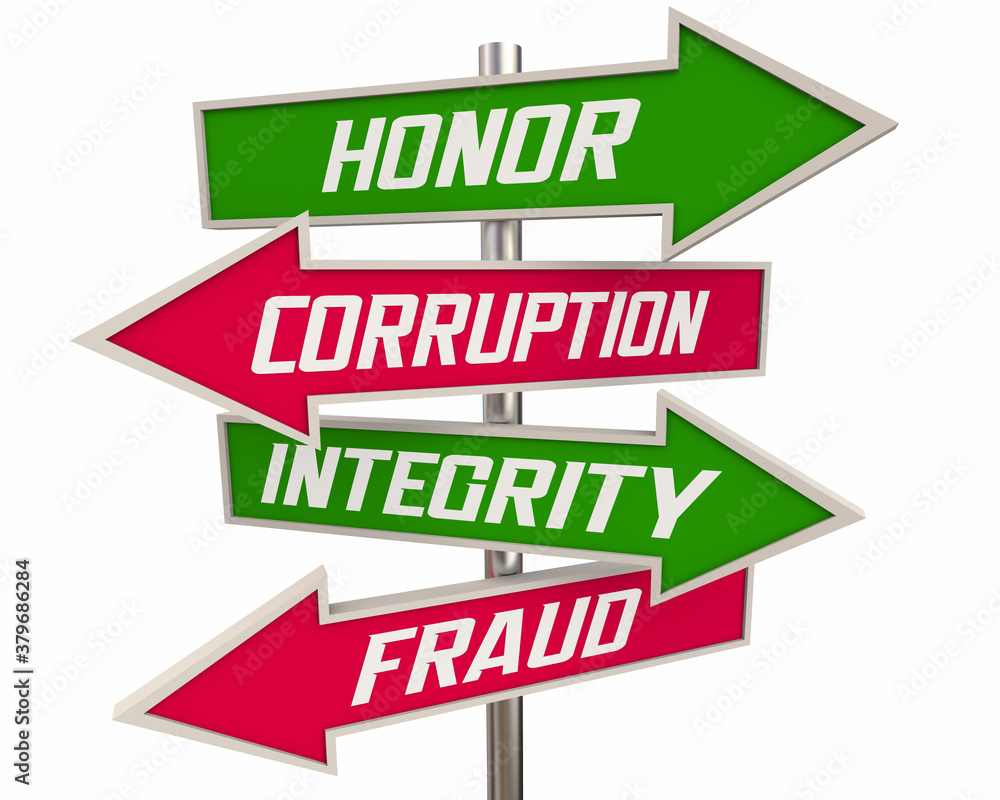 Honor Vs Corruption Integrity Over Fraud Arrow Signs Best Reputation Character Traits 3d Illustration Honor Vs Corruption Integrity Over Fraud Arrow Signs Best Reputation Character Traits 3d Illustration