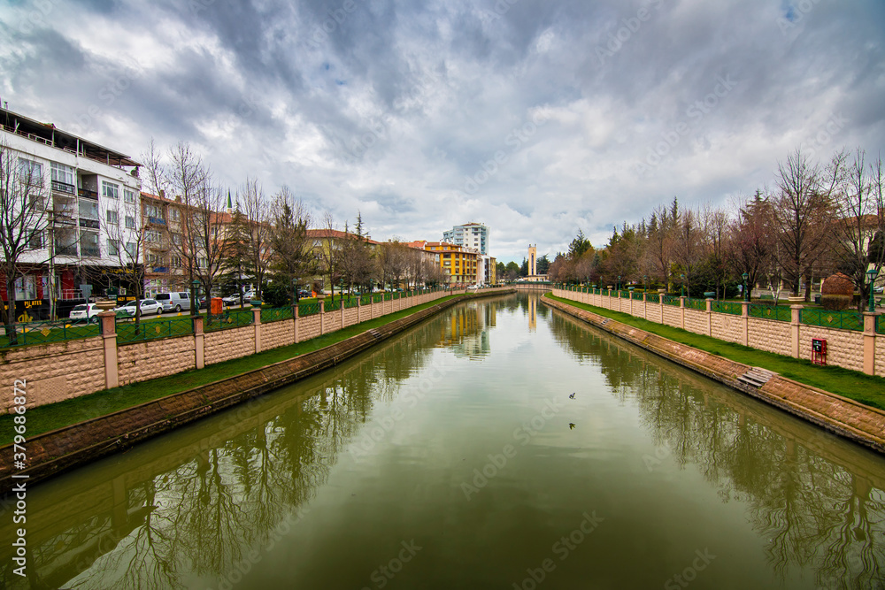 Naklejka premium Porsuk River view in Eskisehir. Eskisehir is a modern city in center of Anatolia.