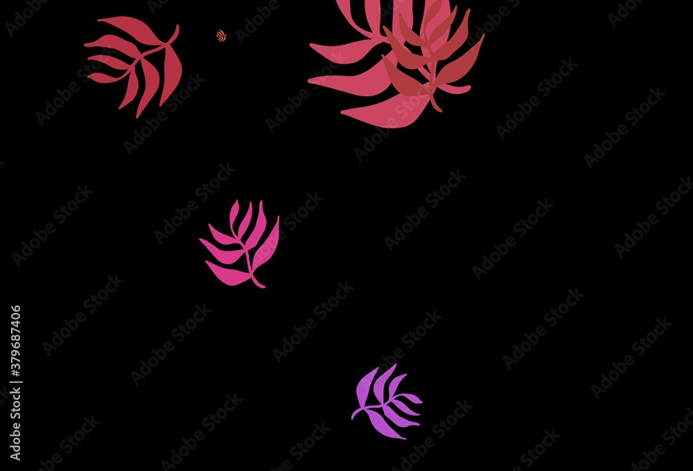 Fototapeta premium Dark Pink, Yellow vector abstract backdrop with leaves.