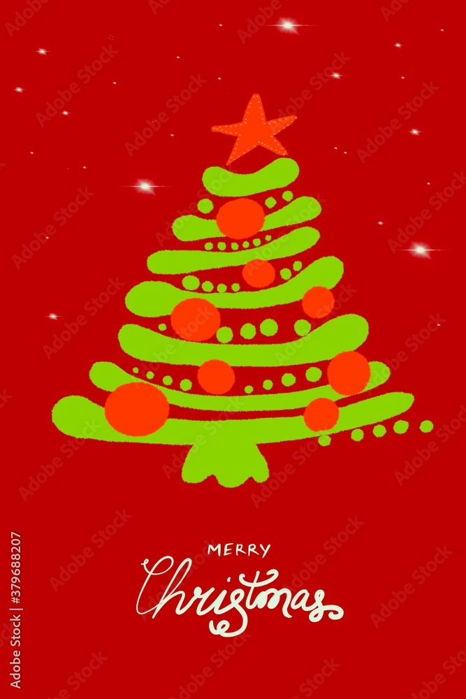 new year and christmas card with christmas tree new year and christmas card with christmas tree