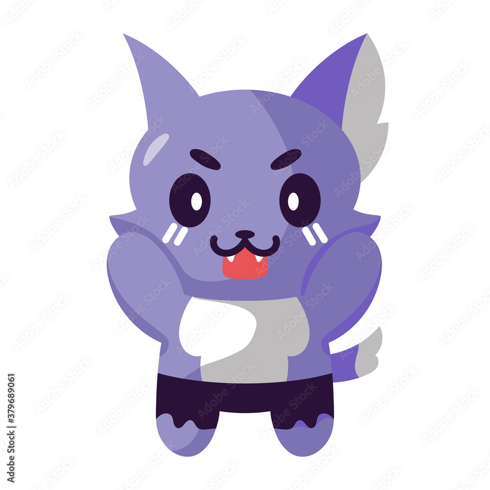 Isolated cute wolf kawaii. Halloween icon - Vector