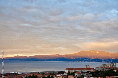 Ucka mountain near Rijeka city bathed in sun and shadows, Adriatic Sea © Marilena