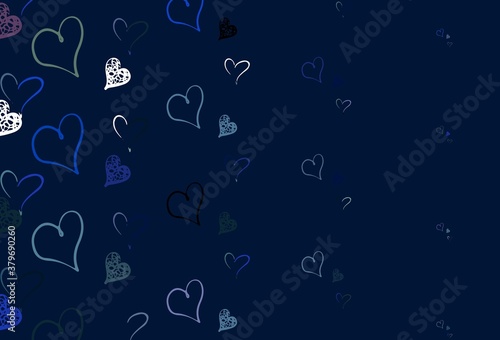 Light BLUE vector background with hearts. © smaria2015