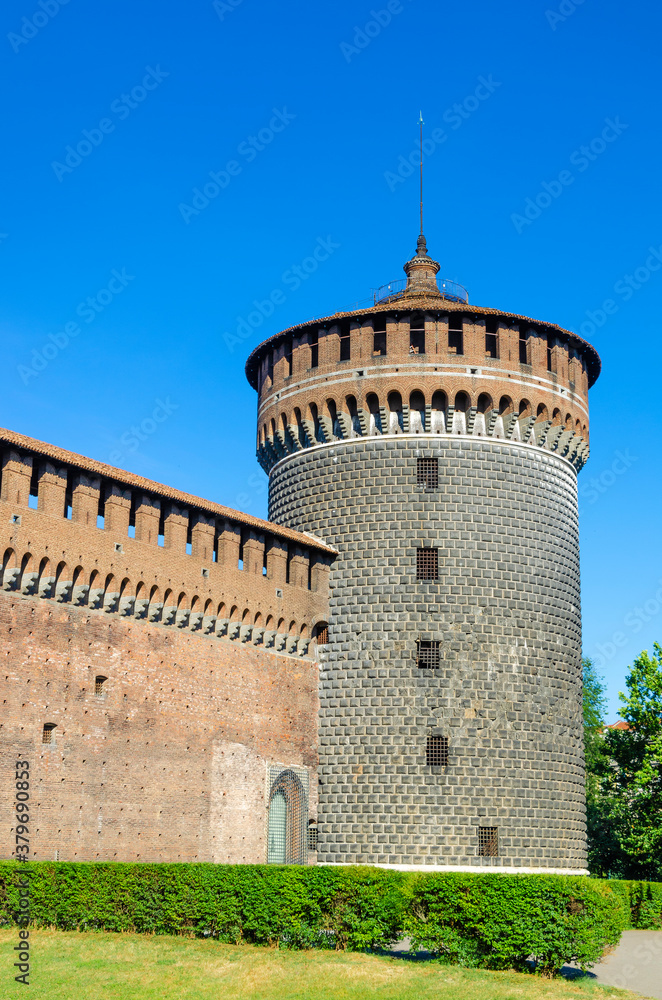 sforzesco castle tower in milan