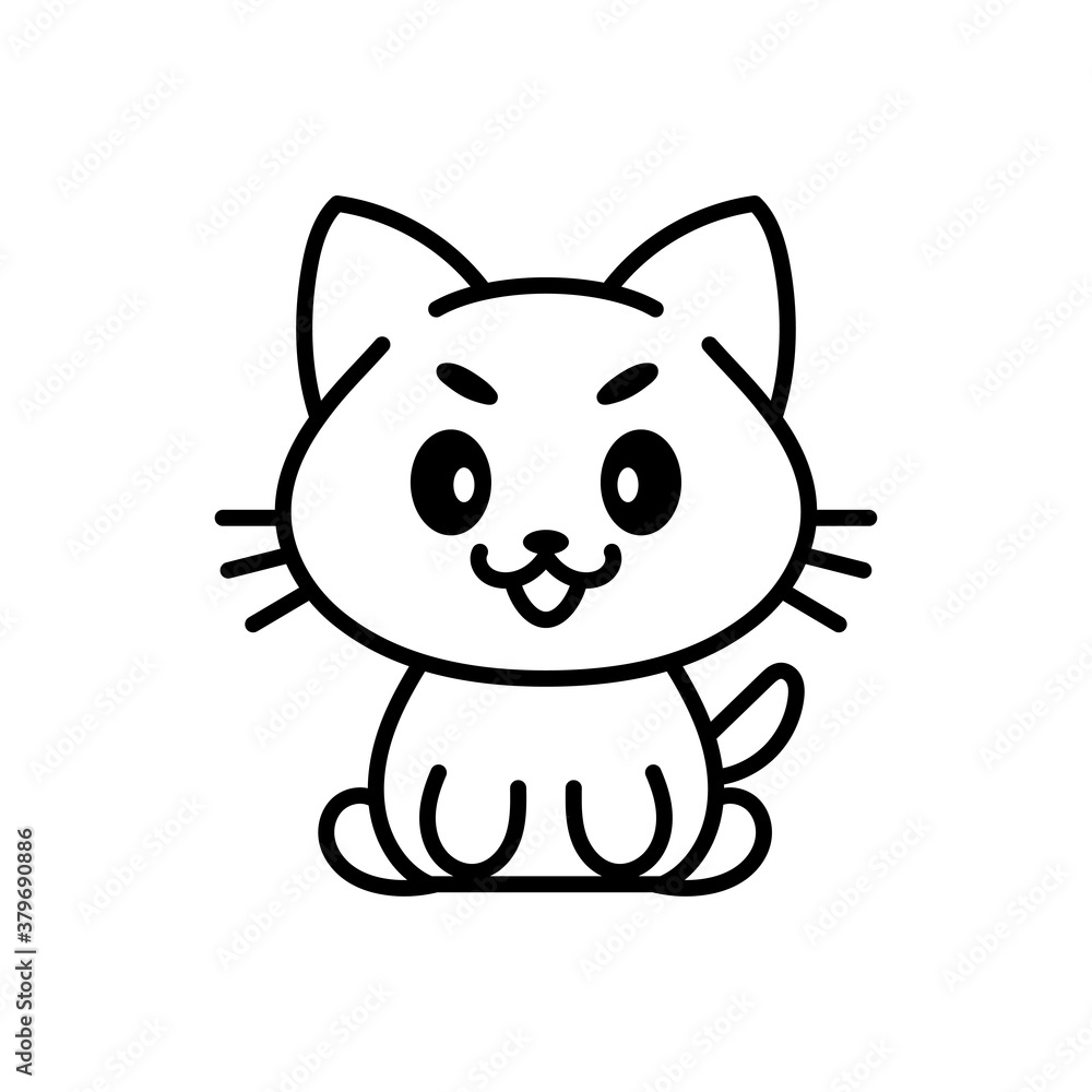 Isolated cute cat kawaii. Halloween icon - Vector Isolated cute cat kawaii. Halloween icon - Vector