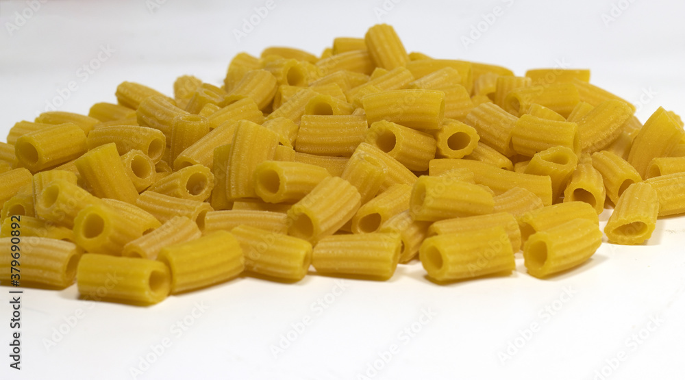 Handmade Italian macaroni pasta with egg and flour Handmade Italian macaroni pasta with egg and flour