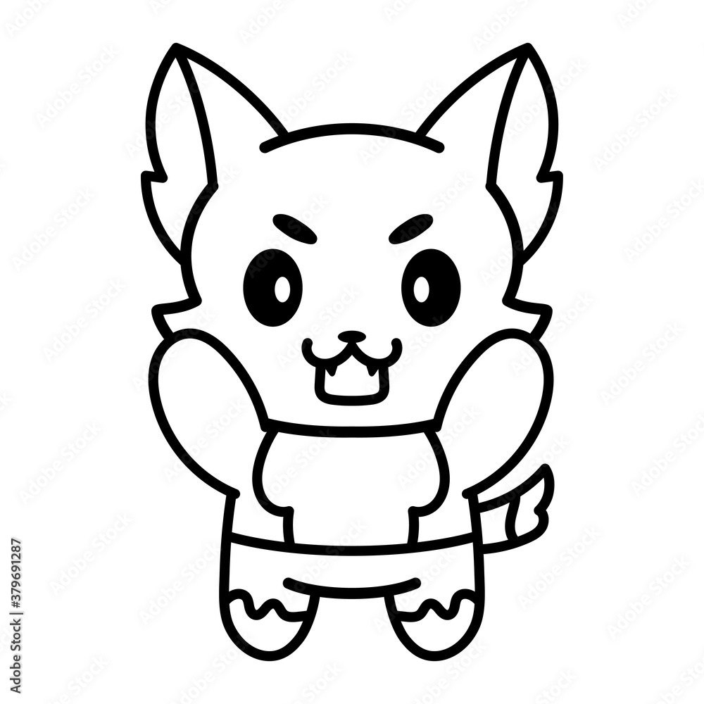 Isolated cute wolf kawaii. Halloween icon - Vector Isolated cute wolf kawaii. Halloween icon - Vector