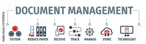 Banner document management vector illustration concept