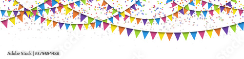seamless colored garlands and confetti background