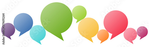 colored speech bubbles in a row