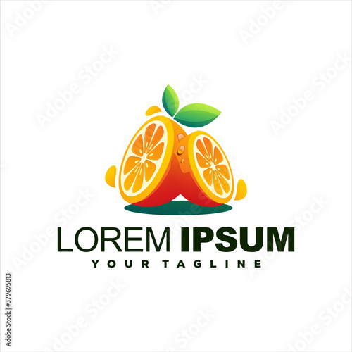 orange fruit gradient logo design