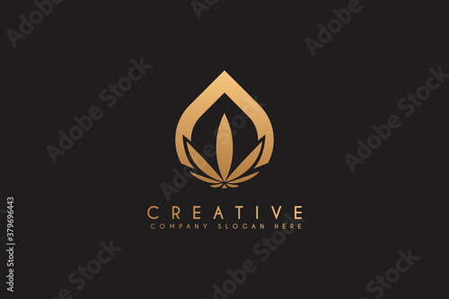 Cannabis essence oil drop logo design