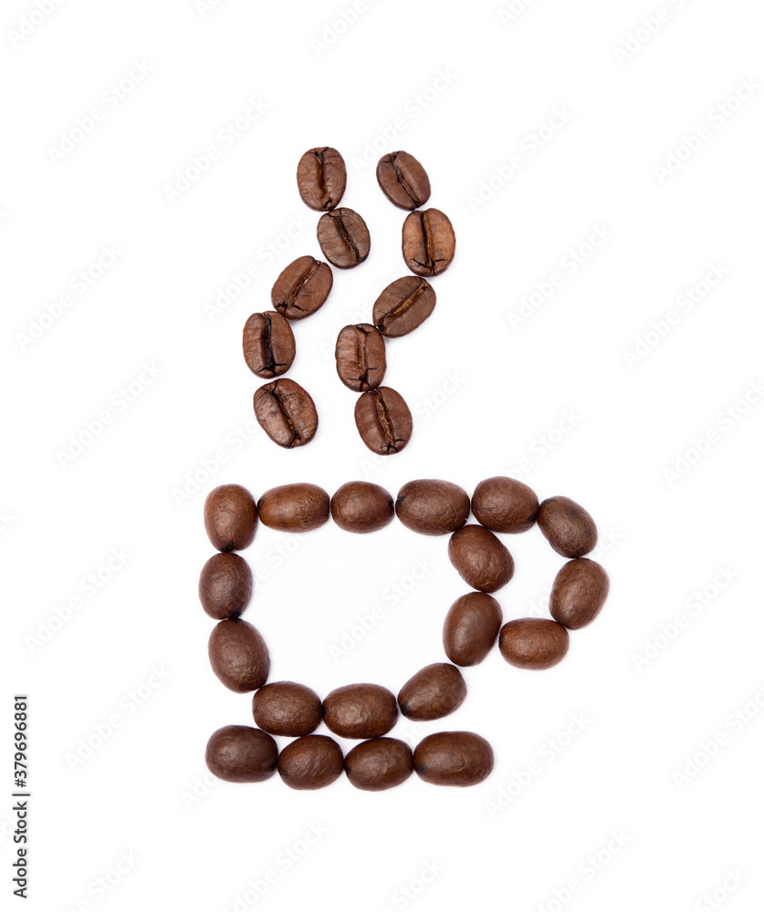 Roasted coffee beans isolated on white background Roasted coffee beans isolated on white background