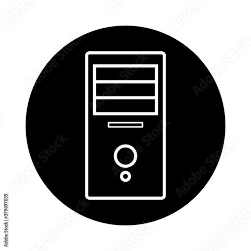 Free Download System unit of a computer icon in flat bubble style isolated on white background. - GFXLoad