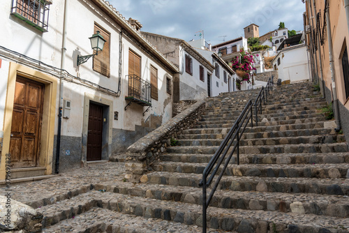 street with stairs in Albaicin, Granada