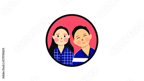 Vector illustration avatar of boy and girl on a white background