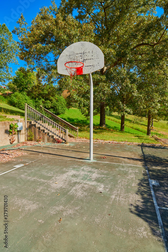 Old abandoned basketball coourt at Kenlake State Resort Park, Kentucky. photo