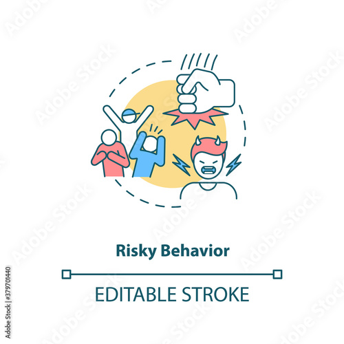 Risky behavior concept icon. Energy drinks cause mental problems idea thin line illustration. Health issues. Serious medical ailments. Vector isolated outline RGB color drawing. Editable stroke