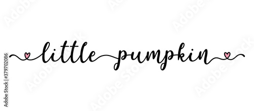 Hand sketched Little Pumpkin quote as banner. Lettering for poster, label, sticker, flyer, header, card, advertisement, announcement..