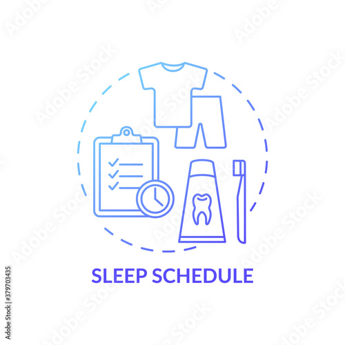Sleep schedule blue gradient concept icon. Rest regulation. Nighttime routine. Relaxation control. Health care idea thin line illustration. Vector isolated outline RGB color drawing