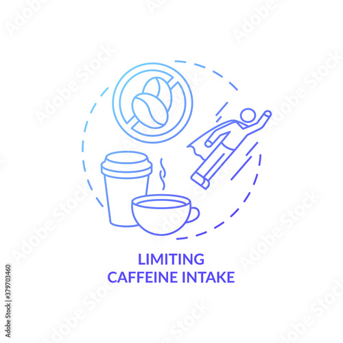 Limiting caffeine intake blue gradient concept icon. Avoid coffee and tea before bedtime. Improve sleep hygiene idea thin line illustration. Vector isolated outline RGB color drawing
