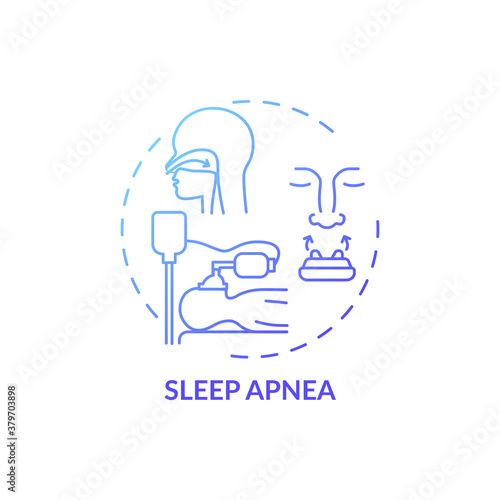Sleep apnea blue gradient concept icon. Respiratory trouble while asleep. Problem with breathing during sleep. Healthcare idea thin line illustration. Vector isolated outline RGB color drawing