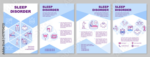 Sleep disorder brochure template. Insomnia, sleeplessness problem flyer, booklet, leaflet print, cover design with linear icons. Vector layouts for magazines, annual reports, advertising posters