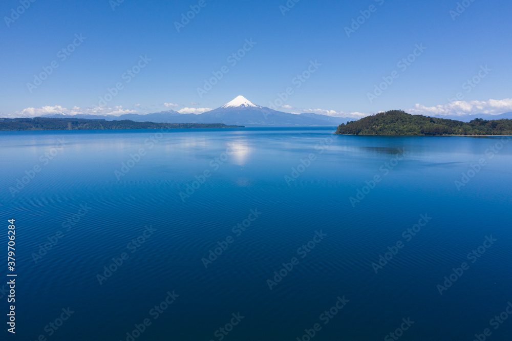 Aerial landscape of Osorno Volcano and Llanquihue Lake - Puerto Varas, Chile, South America.