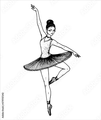 Ballet dancer sketch illustration. Ballerina vector illustration. Hand drawn.
