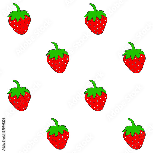 Pattern with strawberries on white background