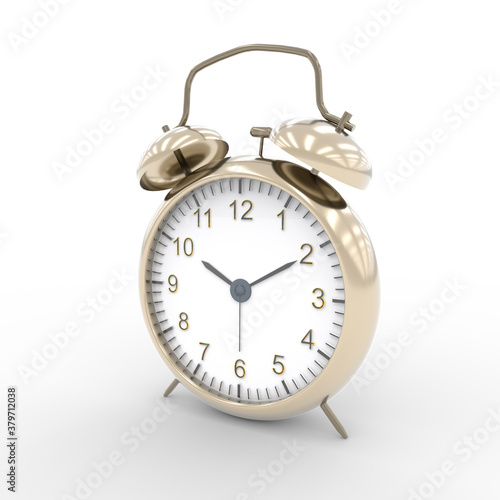 Alarm clock set isolated over white background close-up. 3d rendering