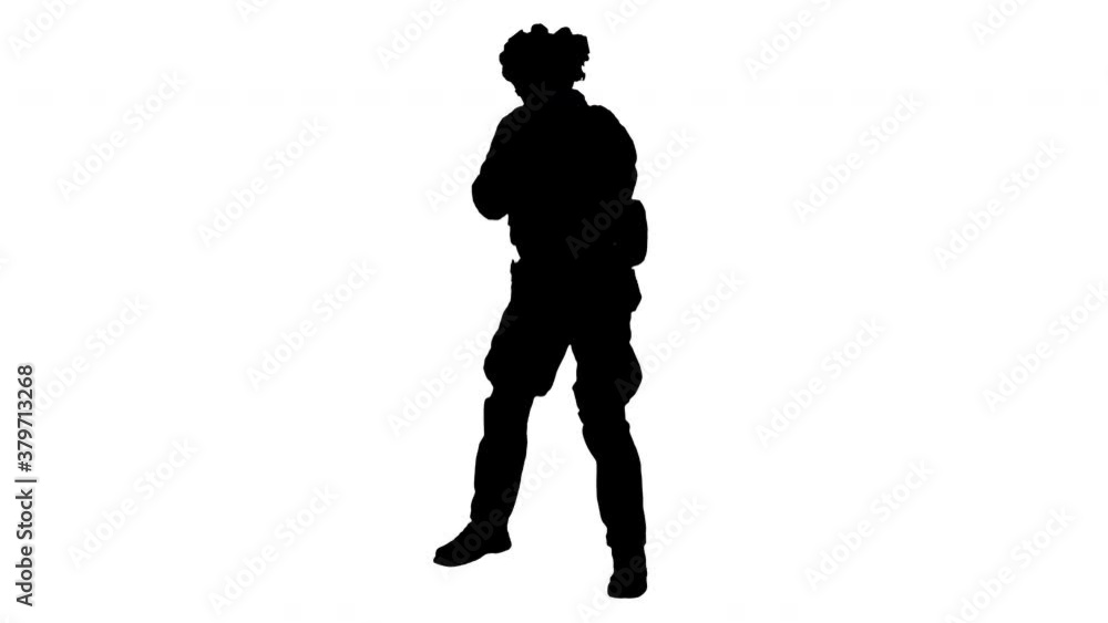 American soldier with pistol aiming and shooting, Alpha Channel American soldier with pistol aiming and shooting, Alpha Channel