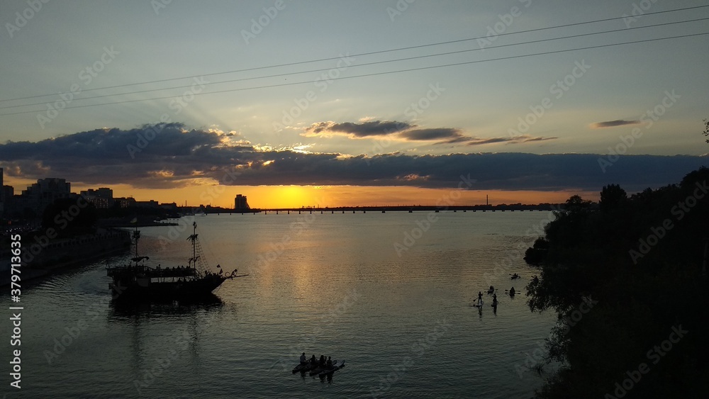 sunset over the river sunset over the river