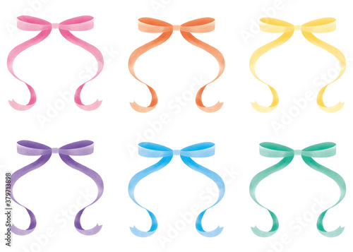 カラフルなリボンのイラストセット