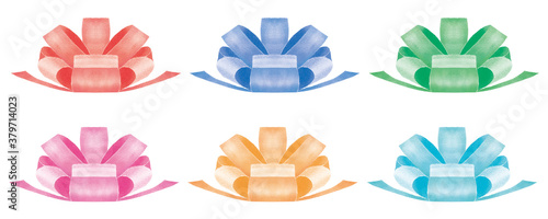 真横から見たリボンのイラストセット