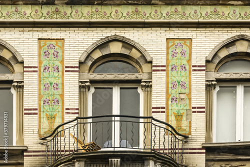 art nouveau facade in Ostend, Belgium